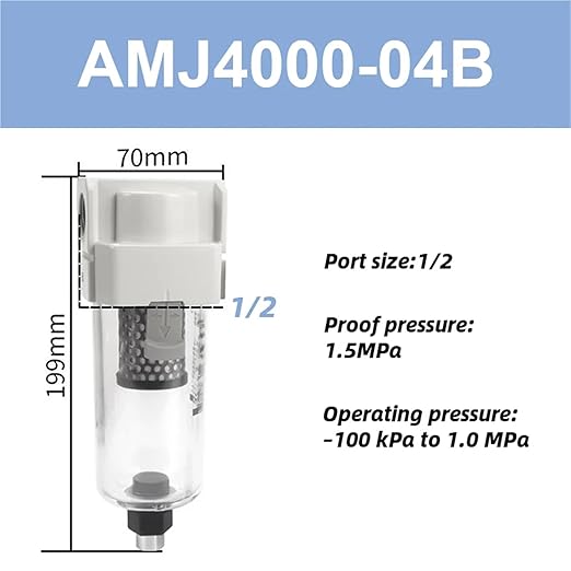 1pc Vacuum Water Droplet Separator Vacuum Pipeline Filter Negative Pressure Filter Element AMJ AMJ3000-03B(AMJ4000-04B)