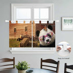 Farm Panda Kitchen Curtains 24 Inch Length, Small Window Curtains Tab Top, Farmhouse Barn Funny Animals Butterfly Light Filtering Short Window Treatments Tier Drapes 27.5"x24" 2 Panel