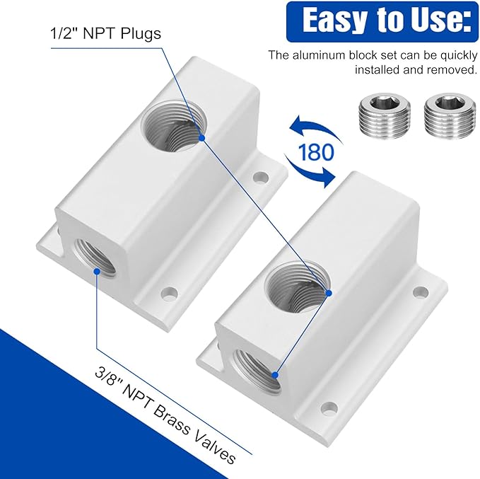 3/4'' Compressed Air Outlet Kit, Shop Air Line Kit Includes Air Compressor Manifold and 1/2'' NPT Straight Fitting, Air Compressor Accessories Kit for Compressed Air Piping System