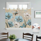 Spring Flowers Bedroom Curtains 63 Inch Length, Window Curtains Tab Top, Vintage Rustic Tulips Floral Butterfly Khaki Light Filtering Window Treatments Drapes 42"x63" 2 Panel