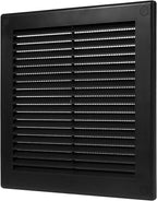 Repa Market 8 x 8 Inch (Outer) Black Square Air Vent Cover - Plastic Fresh Air Intake Vent - AC Cover with Nylon Mesh Screen, Wall, Ceiling HVAC Return Air Register, Modern Soffit Vents