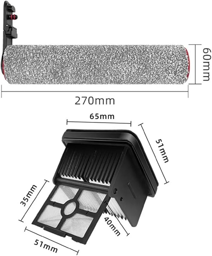 Main Roller Brushes Filter，Compatible For Dreame， H40 Ultra/H40 Pro Wet Dry Vacuum Cleaner Floor Scrubber Parts(C)
