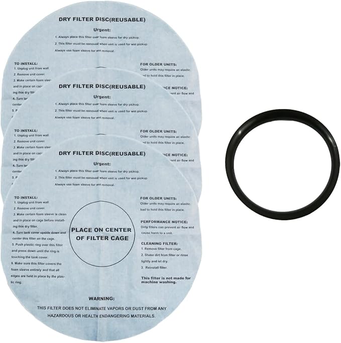 Dry Filter For Shop Vac with Mounting Ring, 17.5" Inch Paper Reusable Dry Disc Filter Compatible with Shop Vac, Ridgid, Craftsman and Other Similar Wet Dry Vacuum Cleaners