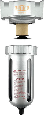 3/8" NPT MID FLOW Particulate Filter/Water Trap For Air Compressor Compressed Air Lines, 5u With Poly Bowl And Metal Bowl Guard (AUTO DRAIN)