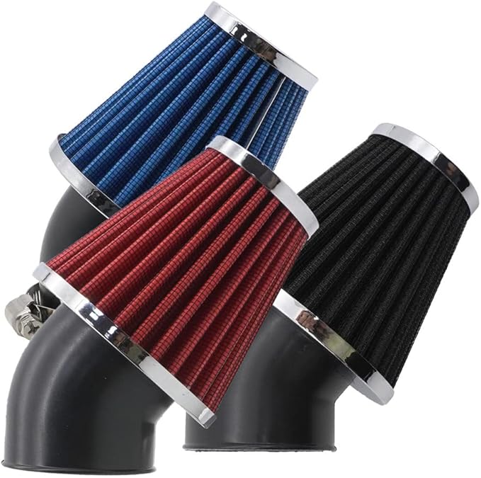 High Performance 48mm Motorcycle Air Filter, Dirt Bike Air Filter Compatible with HONDA YAMAHA SUZUKI ATV SSR TTR Dirt Bike, Inlet ID 48mm-Black