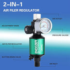 ENDOZER G1/4" Inlet and Outlet Air Compressor Water Separator Clean Dry Air, with Drain Valve and Pressure Regulator for Spray Gun