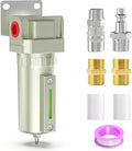 1/2" NPT Industrial Aluminium Air Compressor Moisture Filter,Air Desiccant Drying System For Dry Air, Compressed Air, Plasma Cutter and Paint Spray with Element, Manual Drain