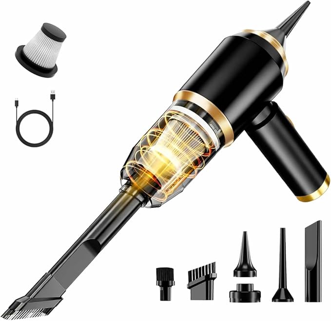 Cozylady Handheld Car Vacuum Portable Cordless,High Power 4 in 1 Vacuum Cleaner & Air Duster & Air Blower for Car, Home, Office, Camping, Pet (vantablack)