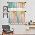 Kitchen Window Curtains Valance and Tier Set, Abstract Desert Mountains Rod Pocket Tier Curtain Valance Set, Modern Minimalist Art Light Filtering Cafe Curtains for Bedroom Living Room