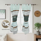 Blue Teal Bedroom Curtains 72 Inch Length, Window Curtains Tab Top, Vintage Wooden Retro Art Farmhouse Barns Light Filtering Window Treatments Drapes 52"x72" 2 Panel