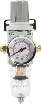 1/4 Inch NPT Air Filter Pressure Regulator, Air Compressor Water Separator with Gauge AW2000-02