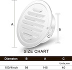 Zonon 18 Pcs Stainless Steel Soffit Vents 4 Inch Round Dryer Vent Cover with Mesh Screen for Home Outdoor Bathroom Wall Ceiling Outside Exterior Exhaust (White)