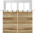 Light Brown Wood Grain Kitchen Curtains 45 Inch Length, Short Cafe Window Curtains Tab Top, Western Farmhouse Barn Door Light Filtering Window Treatments Tier Drapes 27.5"x45" 2 Panel