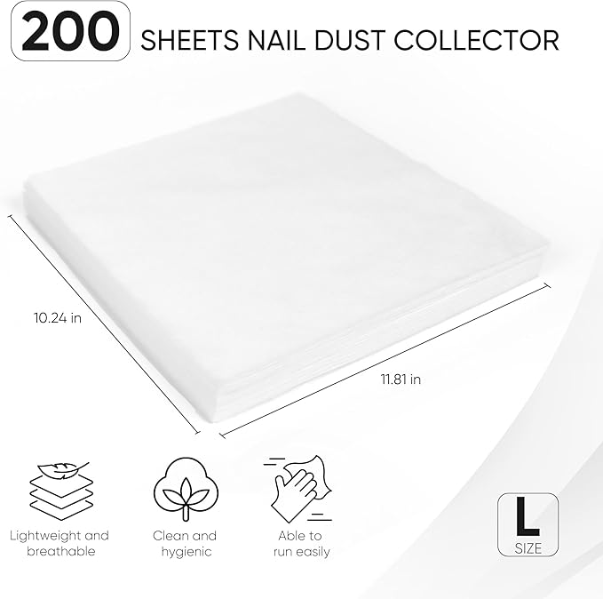200 Sheets Nail Dust Collector Filter Paper, Disposable Nail Dust Filters for Most Finger Dust Collector Machine, Nail Vacuum for Fingernail Salon Spa Tech Supplies & Accessories (Pink, L)