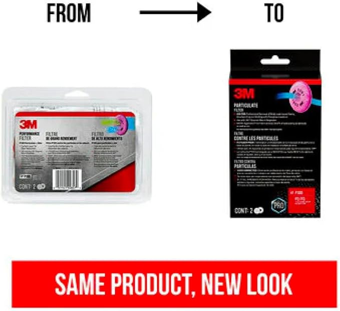 3M Performance P100 Particulate + Odor Filters, 2 pairs, NIOSH-APPROVED P100, 99.97% Filtration Efficiency Against Solids & Liquid Aerosols, For Use With 3M 6000, 6500 & 7500 Series (2097P2-DC)