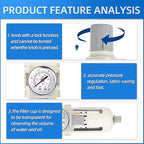 MEANLIN Air Compressor Moisture Filter, AW3000 Air Line Filter, 3/8" NPT Inlet with 150 PSI Gauge and Valve Shut Off Switch for Air Tools and Spray Paint Gun