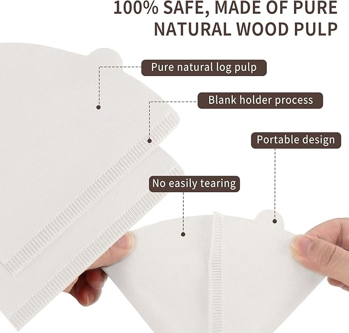 Coffee Filters #4，Coffee Filter 4 Cone Paper 12 Cup，200 Disposable Large Coffee Filters - White