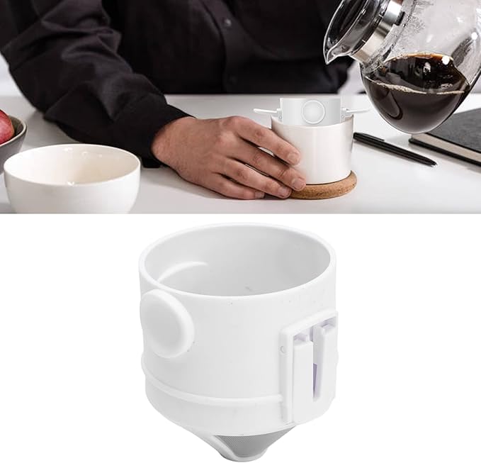 Foldable Portable Stainless Steel Coffee Filter Cup Ultra Fine Drip Tool for Travel Camping Office Home Use White 7.3 x 6.5cm 45g