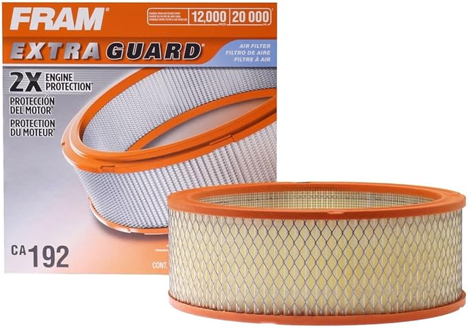 FRAM Extra Guard CA192 Replacement Engine Air Filter for Select Buick, Chevrolet, GMC, Oldsmobile, Jeep, and Pontiac Models, Provides Up to 12 Months or 12,000 Miles Filter Protection