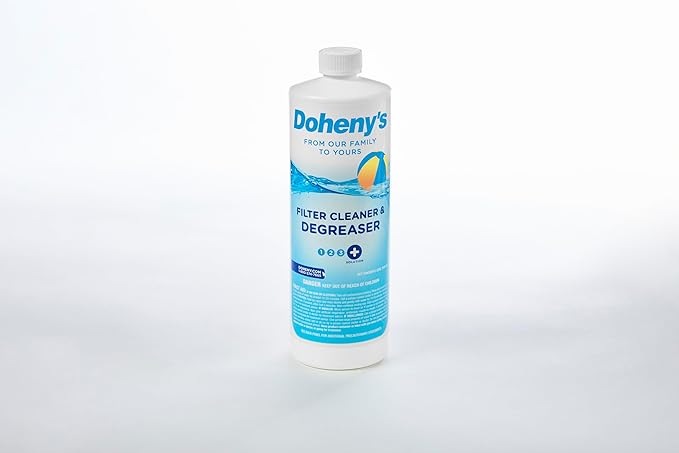 Doheny's Pool Filter Cleaner Degreaser | 100% Professional-Grade | Prevents Sand Bed Channeling & Cleanses Your Filter | Ideal For Cleaning Sand, D.E. & Cartridge Filters | Set Of (4) - 1 QT Bottles