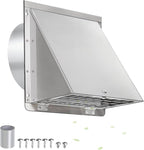 6 Inch Wall Vent with Screen and Damper,304 Stainless Steel Outdoor Wall Exhaust Vent Cover,6in Dryer Vent Cover Outside,Exterior Wall Vent Hood Cap for Dryer,Kitchen Range Hood,Bathroom Air Vent
