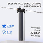 PUREPLUS 5 Micron 20" x 2.5" Whole House PFAS Removal Replacement Water Filter, Coconut Shell Activated Carbon Filter, Compatible with C1-20, EP-20, HX-CB-25-2010, F3WCB32,2PACK