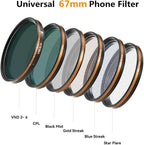 Fotorgear 67mm Phone Filter Storage Bag, Leather filter storage bag Clip On Filters Kit for Phone & Camera 67mm Adapter Ring, Phone Lens Clip Compatible with iPhone(Bag Only)