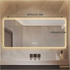 Bathroom Mirror with LED Lights，Smart Illuminated LED Bathroom Mirror，Energy-Saving LED Smart Mirrors，LED Mirror for Bathroom，with Demister Pad and Smart Touch Switch(H50*W70cm/H19.7*W27.6IN)