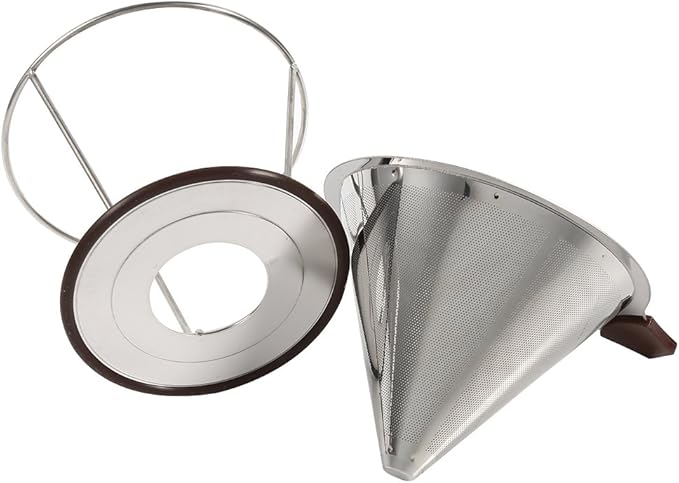 304 Stainless Steel Coffee Cone Filter, Double Layer Mesh Drip Dripper, Reusable Portable Coffee Filter Holder for Cups Mugs, Cup of Coffee with Rich Flavor and Aro