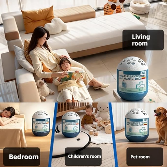 Indoor Air Purification Dust Removal Magic Box, Multi-Functional Air Magic Box, Mutomatic Dust-Sucking Dusts Cleaner Boxs, No Electricity & Noise, Long-Lasting Freshness (4pcs)