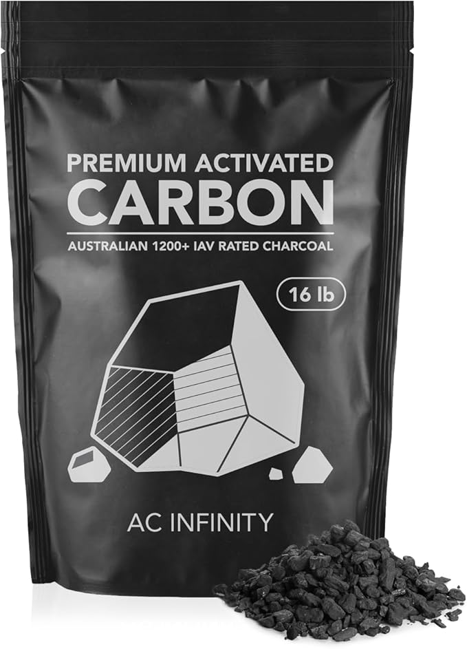 AC Infinity Premium Activated Carbon, 16 lb. Australian Charcoal Supply Replacement for 4”, 6” & 8” Refillable Carbon Filters, Air Filtration Odor Scrubbing for Grow Tents Hydroponics Aquariums Ponds