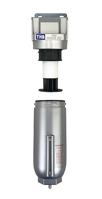 3/4" NPT Industrial Particulate Filter, Removes Water, Moisture, Debris from Compressed Air Lines, 11oz Bowl (225 PSI Max)