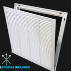 10" X 8" Steel Return Air Filter Grille for 1" Filter - Easy Plastic Tabs for Removable Face/Door - HVAC DUCT COVER - Flat Stamped Face -White [Outer Dimensions: 11.75w X 9.75h]