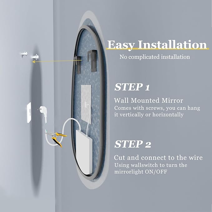 LUVODI Lighted LED Bathroom Mirror: 36”x28”Irregular Stone Pattern Frosted Wall Vanity Mirror with Bright Back Lit - Modern Dimmable Smart Mirror Anti Fog with Touch Switch Sensor for Restroom Bedroom