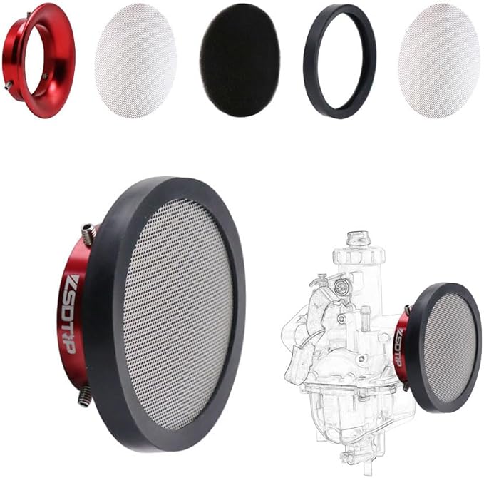 Carburetor Carb 40mm Velocity Stack Air Filter Cleaner Modified Trumpet with Sponge Filter Steel Mesh for VM22 PZ22 GX160 GX200 CT200U Short Fast Intake Suggest for Small Displacement (Red,40mm)