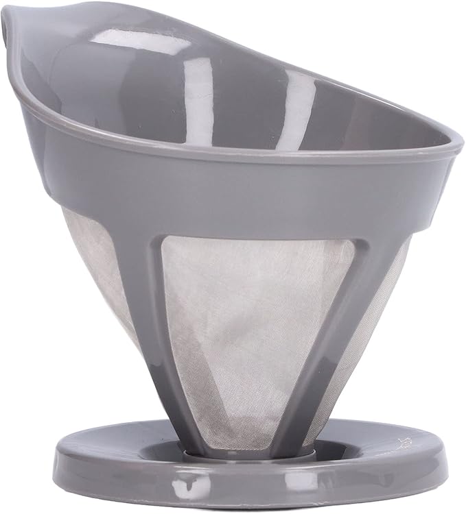 Coffee Strainer Stainless Steel Fine Mesh Pour Over Coffee Dripper Hand Drip Filter Cone for Home Office Travel Camping Portable Reusable Easy Clean Dishwasher Safe (Grey)