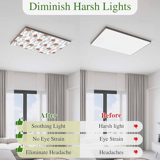 1 Pack Fluorescent Light Cover, Sand Camel Light Covers for Ceiling Lights, Vintage Farmhouse Desert Animals Camel Magnetic Lights Filters Ceiling Shade for Classroom/Office - 4 x 2 Feet