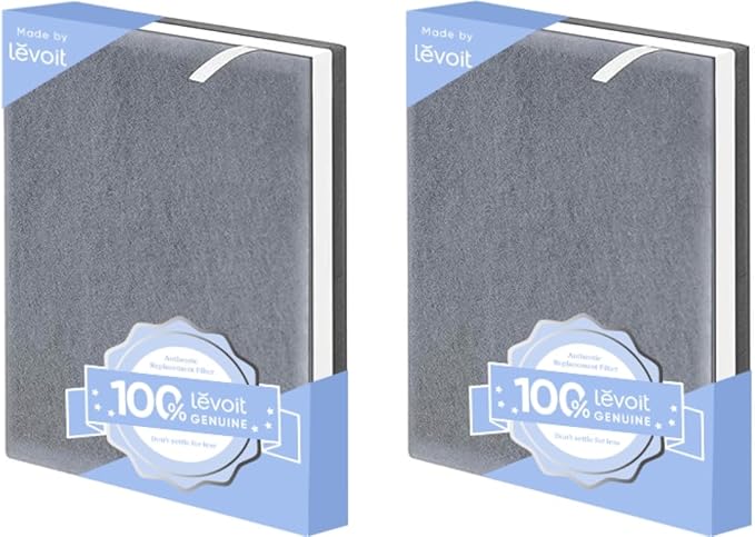 LEVOIT Vital 100 Replacement Filter, Genuine Air Purifier Filter, High-Efficiency Activated Carbon for Removal of Smoke, Odor, Allergens, Pollen,Vital 100-RF, White, 2 Pack