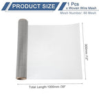 uxcell 60 Mesh 39" x 12" Woven Wire Mesh, 304 Stainless Steel Air Vent Filter Screen, Window Screen Mesh for DIY Projects Vents Cover Filtration Animals Fence