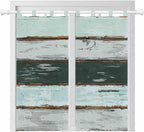 Blue Teal Bedroom Curtains 72 Inch Length, Window Curtains Tab Top, Vintage Wooden Retro Art Farmhouse Barns Light Filtering Window Treatments Drapes 52"x72" 2 Panel