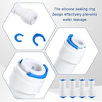 4 PCS 1/4 to 3/8 Water Line Adapter Push Connector 3/8 Quick Connect Fittings Od Quick Straight Push Connector for Purifiers Filters Water Systems