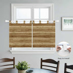 Vintage Western Kitchen Curtains 24 Inch Length, Small Window Curtains Tab Top, Rustic Farmhouse Wooden Grain Barn Door Light Filtering Short Window Treatments Tier Drapes 27.5"x24" 2 Panel