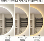 LTSRLL Frameless Illuminated LED Bathroom Wall Mirror with Touch, Demister Pad and Dimmable Lights & 3 Colors for Makeup Shaving and Bath Vanity IP44(Backlight,50cm/19.7in)