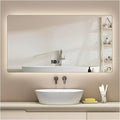 Backlit LED Illuminated Bathroom Mirror with LED Lights, Lighted Bathroom Makeup Wall Mounted Mirror with Demister Pad, Sensor Touch Switch, Horizontal/Vertical(A,H70*W90CM/H27.5*W35.4IN)