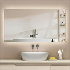 Backlit LED Illuminated Bathroom Mirror with LED Lights, Lighted Bathroom Makeup Wall Mounted Mirror with Demister Pad, Sensor Touch Switch, Horizontal/Vertical(A,H75*W100CM/H29.5*W39.3IN)