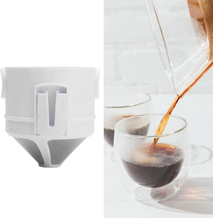Foldable Portable Stainless Steel Coffee Filter Cup Ultra Fine Drip Tool for Travel Camping Office Home Use White 7.3 x 6.5cm 45g
