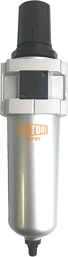 3/4" NPT HEAVY DUTY Compressed Air In Line Filter Regulator Combo Piggyback, Metal Bowl, 5 Micron Element, Adjustable From 7 to 175 PSI (AUTO DRAIN)