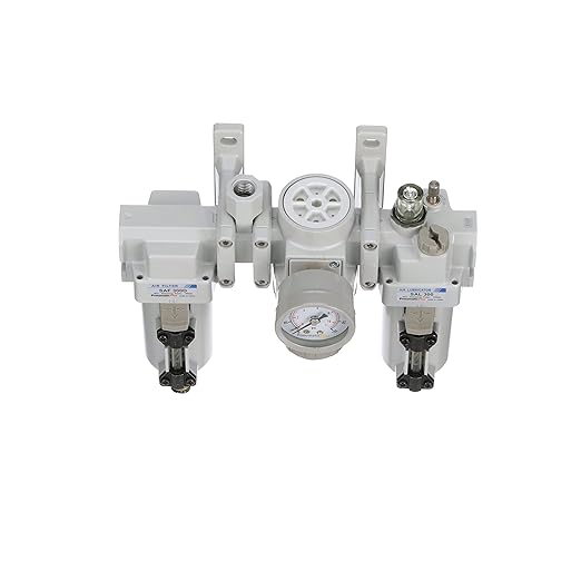 PneumaticPlus SAU300A-N03G-MEP - Dual Air System 3/8" NPT - Compressed Air Filter, Pressure Regulator & Lubricator w/Additional Free Air Port 1/4" NPT - Manual Drain, Metal Bowl