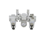 PneumaticPlus SAU300A-N03G-MEP - Dual Air System 3/8" NPT - Compressed Air Filter, Pressure Regulator & Lubricator w/Additional Free Air Port 1/4" NPT - Manual Drain, Metal Bowl