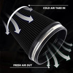 6" Inlet Cold Air Intake Filter Cone Replacement Performance Washable Clamp-On Dry Air Filters Black (6" Tall)